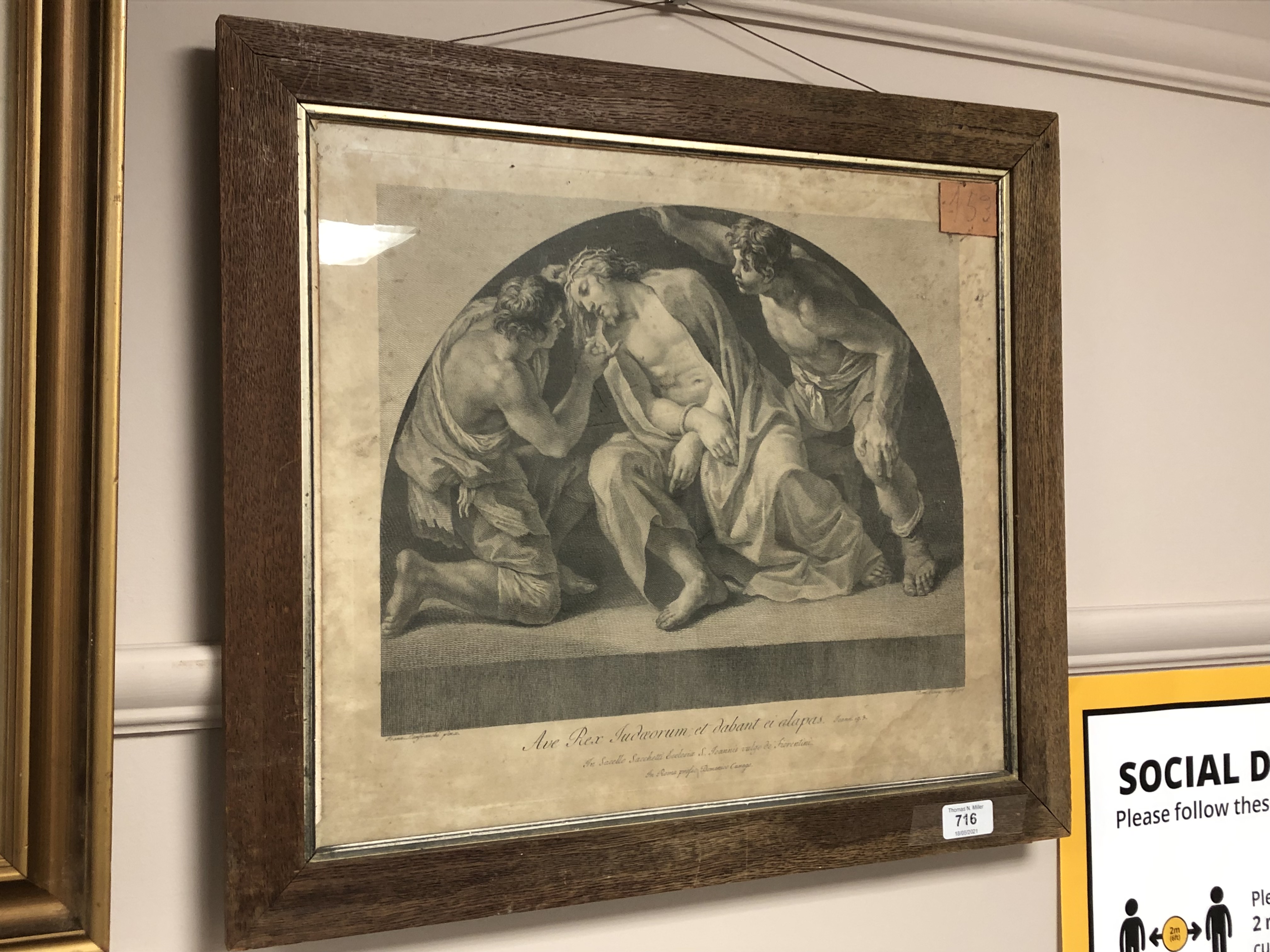 Nineteenth century school : The Death of Christ, monochrome print, 44 cm x 38 cm, framed.