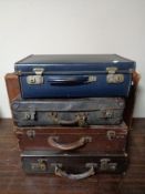 Five antique and later luggage cases.