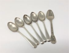 A set of five silver teaspoons, plus another marked '800'.