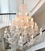 A large and impressive forty-branch crystal chandelier, modern, consisting of five tiers,