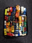 A tray of mid 20th century and later play worn die cast vehicles including Dinky Super Toys 20,