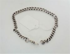 A silver graduated pocket watch chain, length 33 cm, 51g.