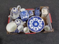 A box of assorted Ringtons china together with a boxed Ringtons 'What a Drag' ornament