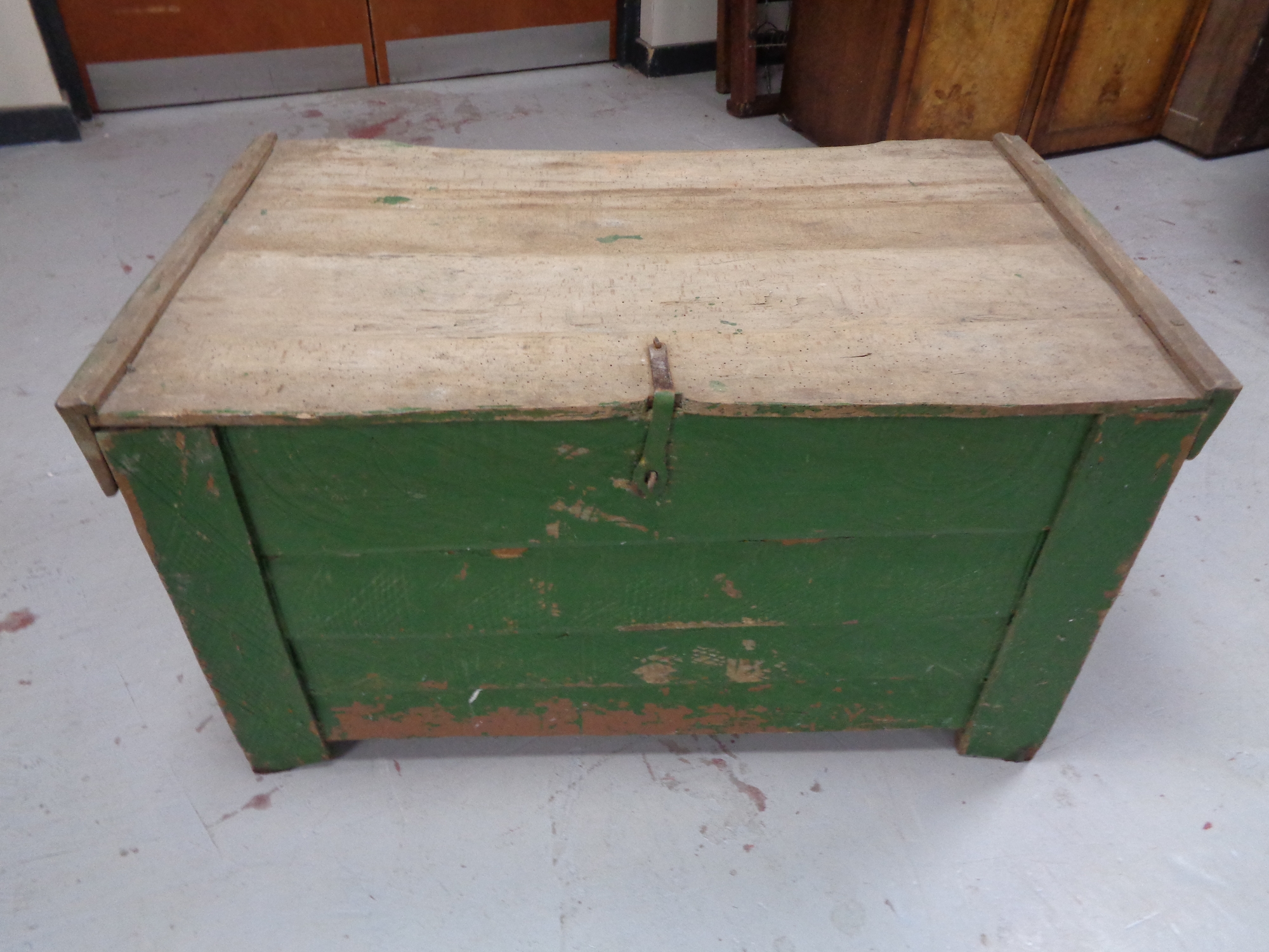 A 19th century rustic pine storage box