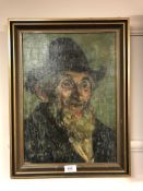 Continental School : Portrait of an elderly man, oil on canvas, 42 cm x 30 cm, framed.