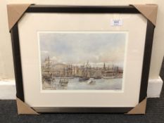 After Tom MacDonald : The Tall Ships, Newcastle, reproduction in colours, signed in pencil,