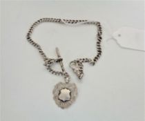 A silver graduated pocket watch chain, with fob and T-bar, Birmingham 1922, length 32 cm, 24.2g.