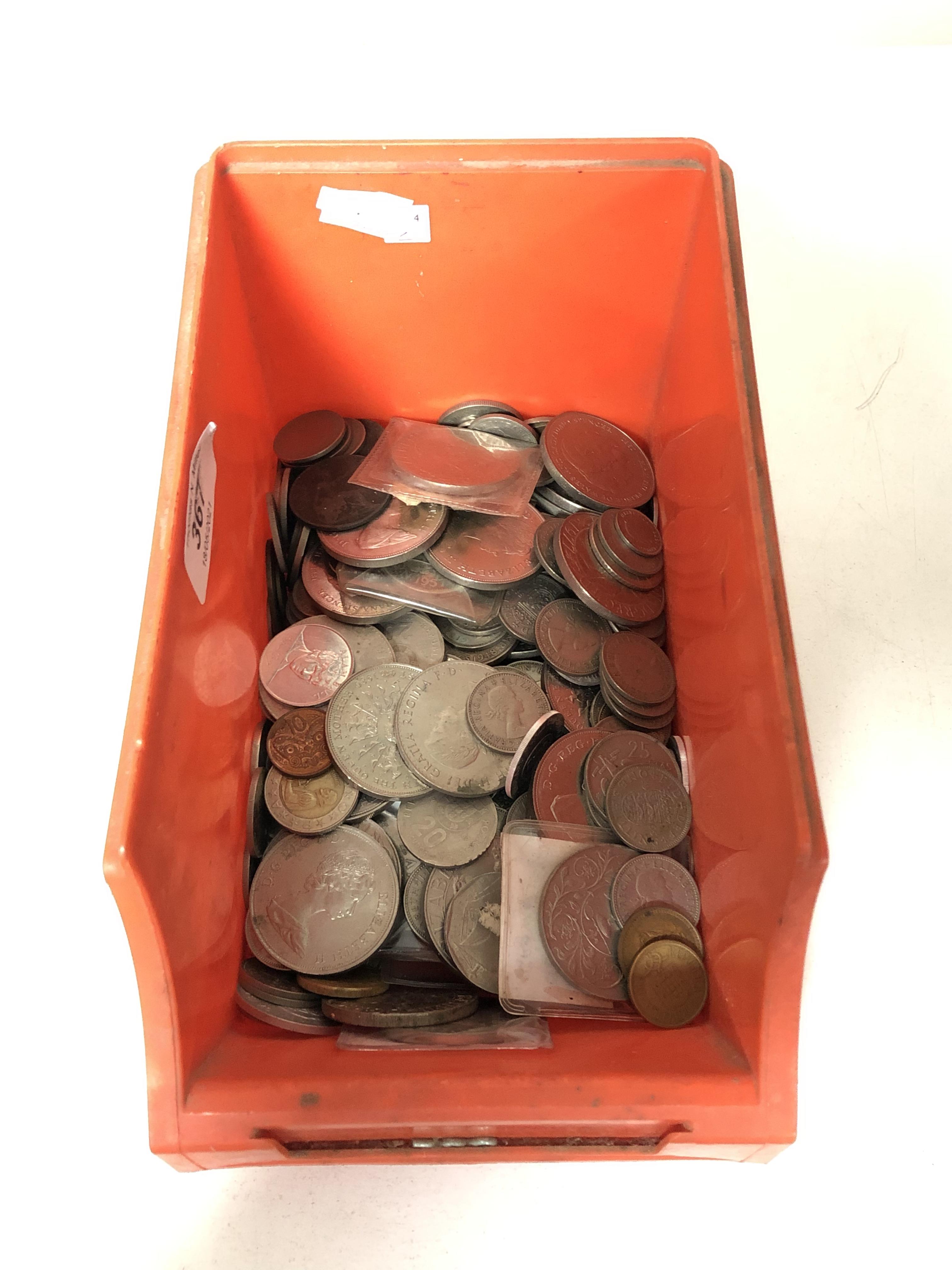 A tub of British Crowns and pre decimal coins,