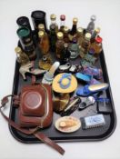 A tray of alcohol miniatures mainly whisky to include Isle of Jura, Bushmills,