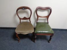 Two Victorian dining chairs.