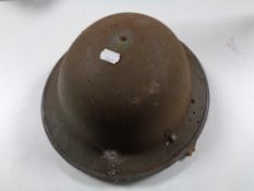 A World War II tin helmet.