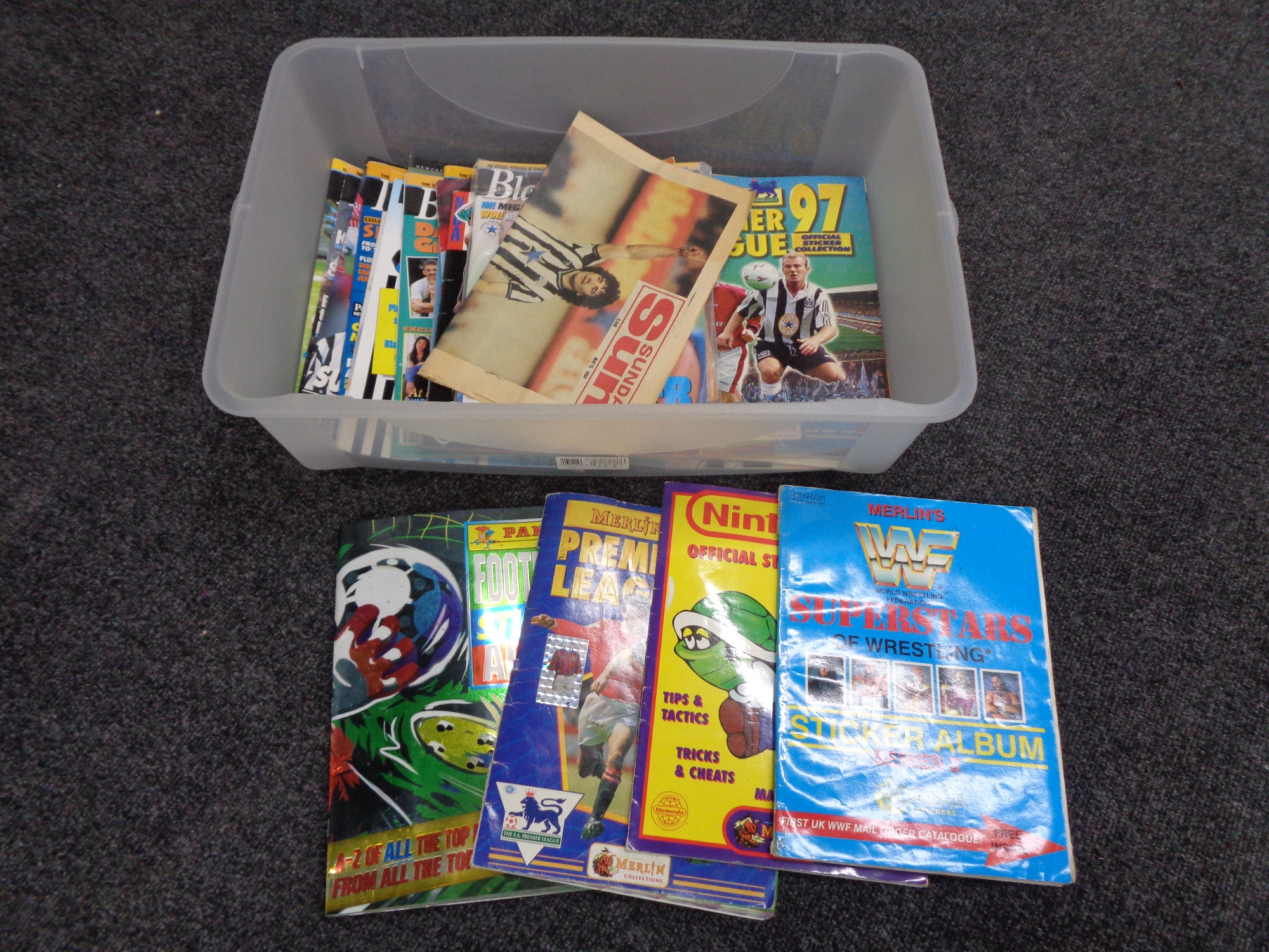 A box of Newcastle United supporter's books and magazines,