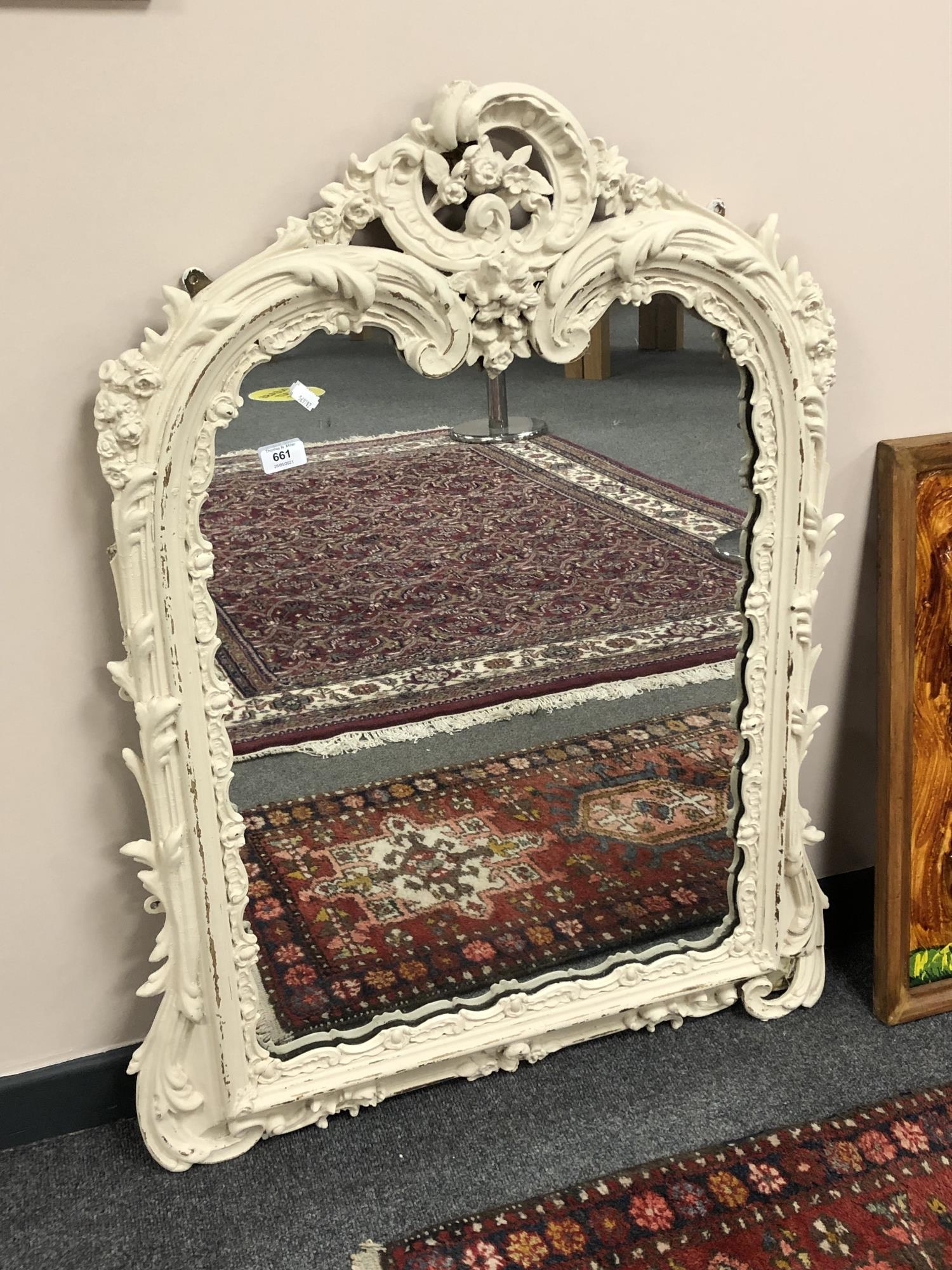 A 19th century painted wall mirror, 82 cm x 100 cm.