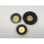 Three Elizabeth II .999 fine gold coins, each 1/20th oz. (3) CONDITION REPORT: 4.