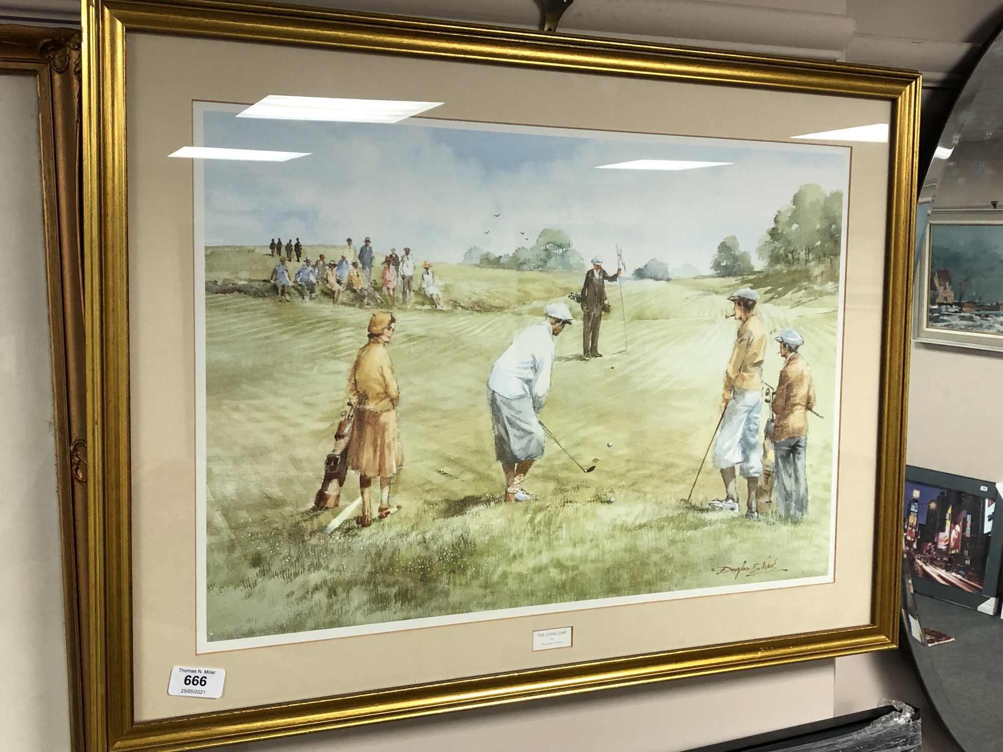 Douglas E. West : The Long Chip, colour print, 57 cm x 39 cm, framed.