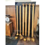 Six wooden posts (4 x height 190 cm, 2 x height 185 cm).