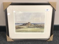 After Tom MacDonald : Bamburgh Golf Course, reproduction in colours, signed in pencil,