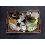 A box of miscellaneous china and glass ware