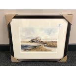 After Tom MacDonald : Bamburgh Castle, reproduction in colours, signed in pencil, 21 cm by 30 cm,