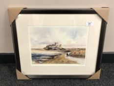 After Tom MacDonald : Bamburgh Castle, reproduction in colours, signed in pencil, 21 cm by 30 cm,