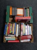 Two boxes containing hardback and paperback books to include Penguin Sherlock Holmes Collection,