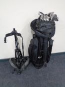 A Bennington golf bag containing MacGregor irons and putter,