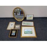 A box of assorted antiquarian and later framed prints,