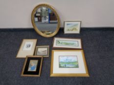 A box of assorted antiquarian and later framed prints,