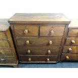 A Victorian pine five drawer chest