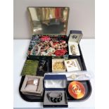A tray of assorted costume jewellery,