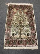 A silk Isfahan rug of Tree of Life design,