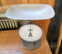 A Salter pan scale, height 46 cm.