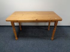 A pine dining table.