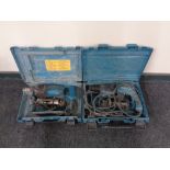 Two cased Makita electric drills