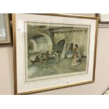 After William Russell Flint : Unwelcome Observers, reproduction in colours, signed in pencil,