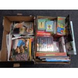 Two boxes of Royal Family books and magazines together with a further box containing books to