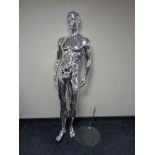 A male shop mannequin on glass stand (silver)