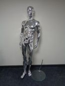 A male shop mannequin on glass stand (silver)