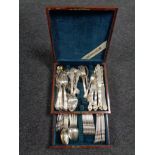 A Rogers Brothers canteen of plated cutlery together with a further box set of six stainless steel