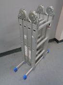 An aluminium folding multi function ladder.