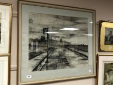 After O'brien : North Shields, monochrome print, 58 cm x 48 cm, framed.