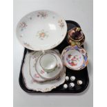 A tray containing a Minton Marlow bowl, a Carlton ware Rouge Royale lidded pot,