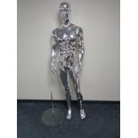 A male shop mannequin on glass stand (silver)