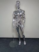 A male shop mannequin on glass stand (silver)