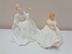 A Royal Doulton figure - Heather HN 2956 and a Coalport Ladies of Fashion figure The Ball