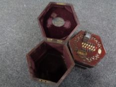 An antique concertina squeeze box by Lachenal of London, in fitted box.