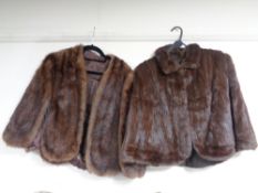 Two lady's fur jackets, Coney and Mink.