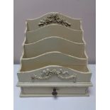 A twentieth century French style desk top letter rack fitted a drawer