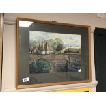 W Kidd : Farm Buildings, watercolour, 37 cm x 26 cm, signed, framed.