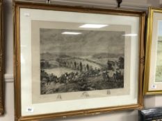 After Charles Cattermole : The Battle of Preston and Walton, etching, signed in pencil,